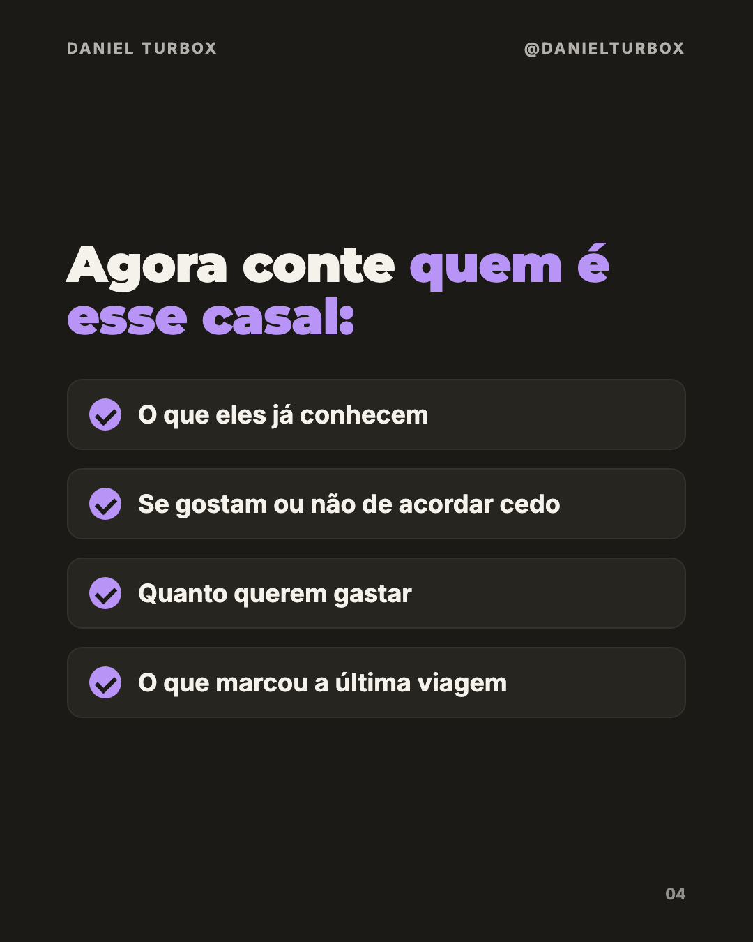 Checklist do carrossel: o que eles já conhecem, se gostam ou não de acordar cedo, quanto querem gastar e o que marcou a última viagem