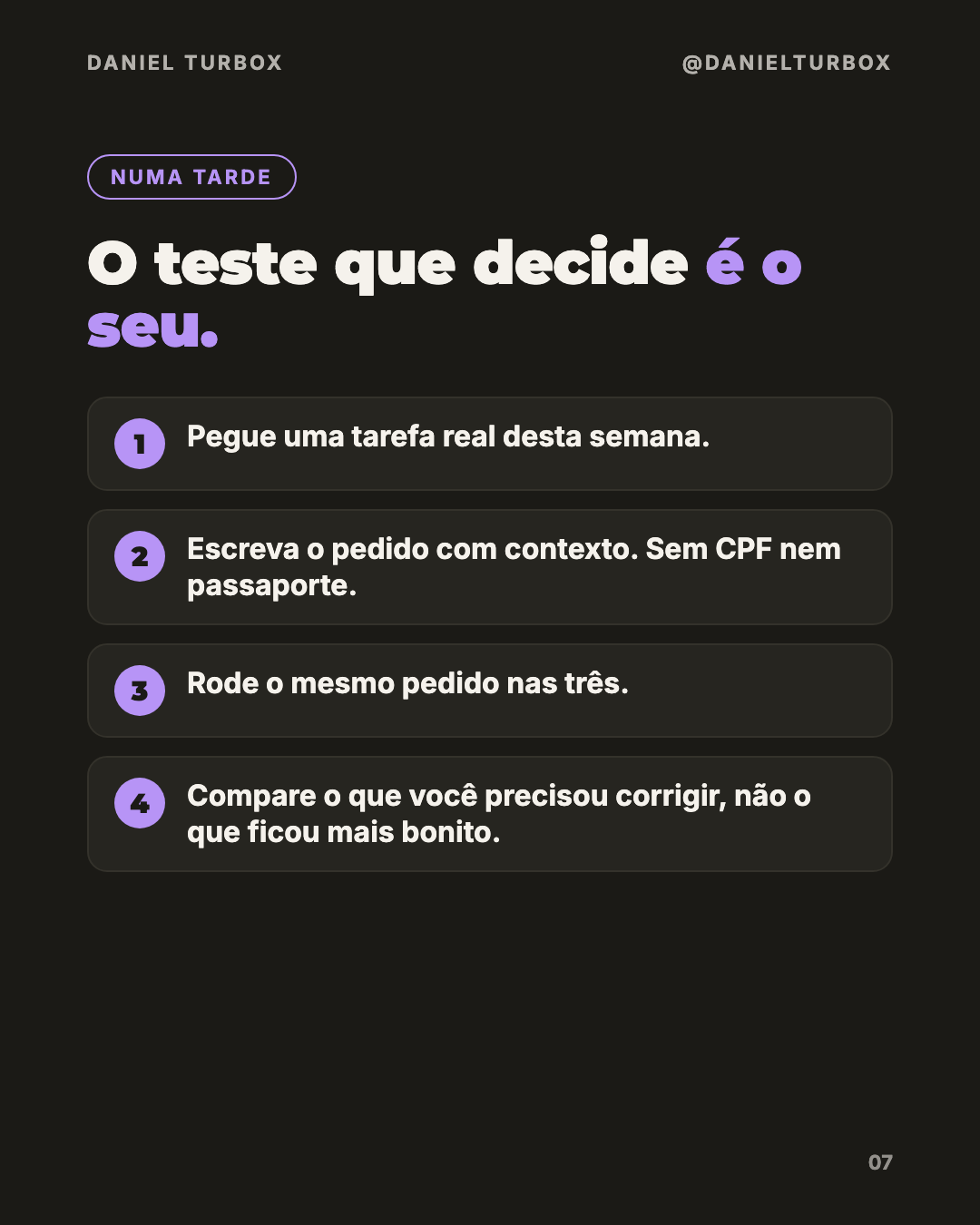 Slide do carrossel: o teste que decide é o seu, em quatro passos